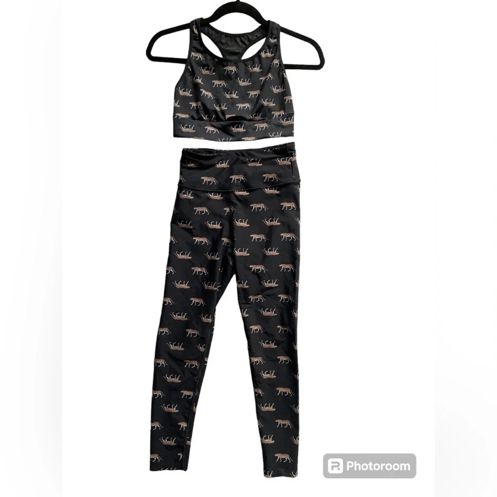 Victoria Secret Sport Leopard Print Activewear Matching Set Bra Leggings Size S